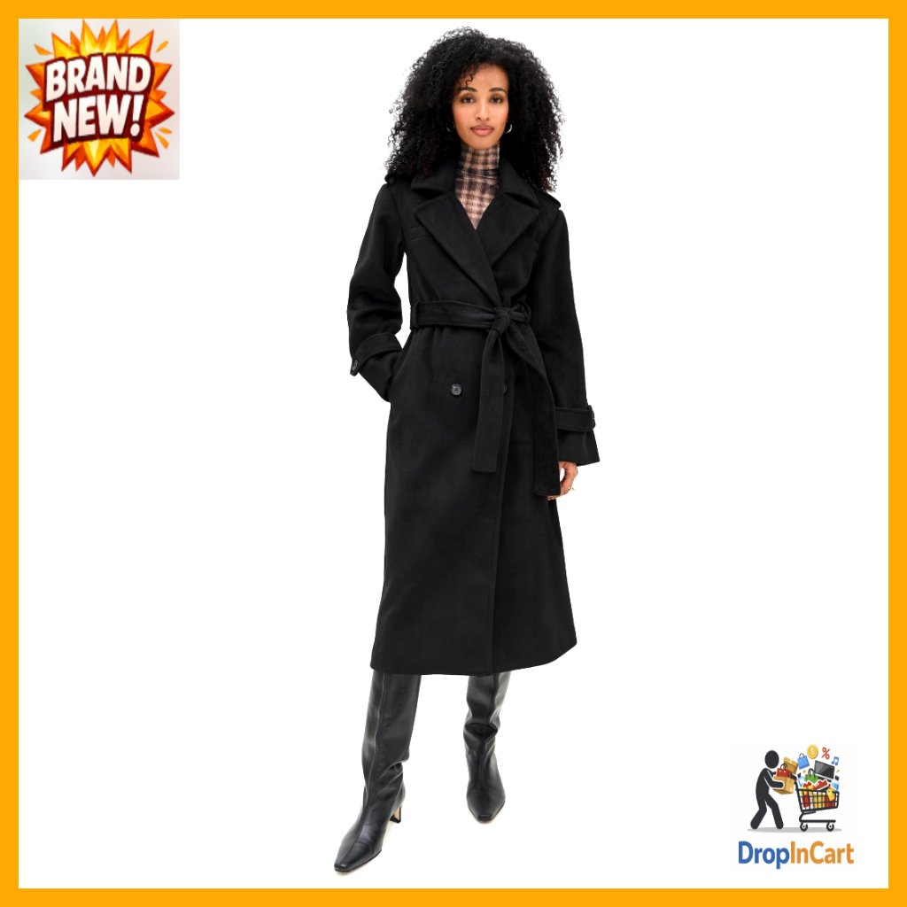 Classic Wool Pea Coat Elegant Chic Oversized Fit Shoulder Epaulettes Back Vent